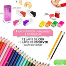 Kit Material Escolar Feminino Completo Mochila Feminina Escolar Material Estojo Escolar Menina Rosa